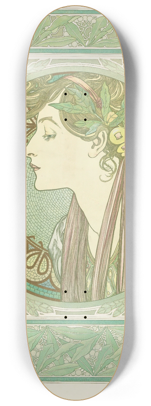 Alphonse Mucha - Laurel 8.25 inch art skate deck