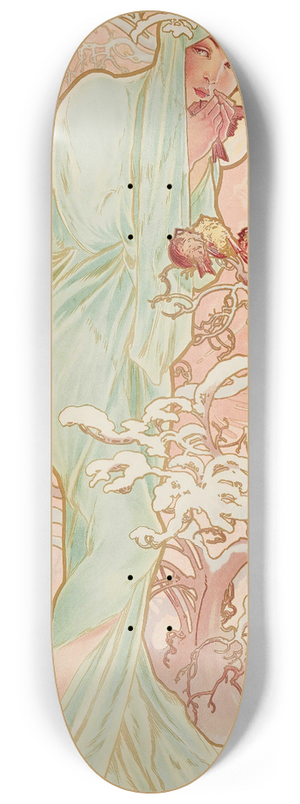 Alphonse Mucha - Les Saisons 1 8.25 inch art skate deck