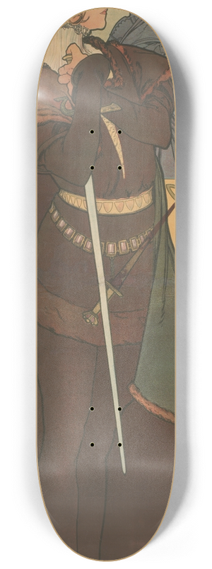 Alphonse Mucha - Sarah Bernhardt as Hamlet 8.25 inch art skate deck