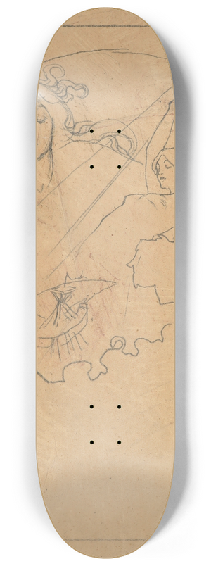 Alphonse Mucha - Two female figures 8.25 inch art skate deck
