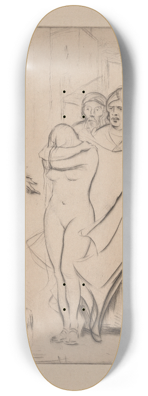Albert Sterner - The woman taken in adultery 8.25 inch art skate deck