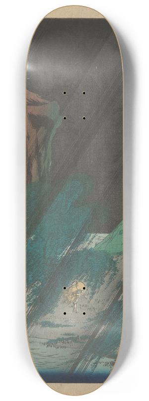 And Hiroshige - View in Rain 8.25 inch art skate deck