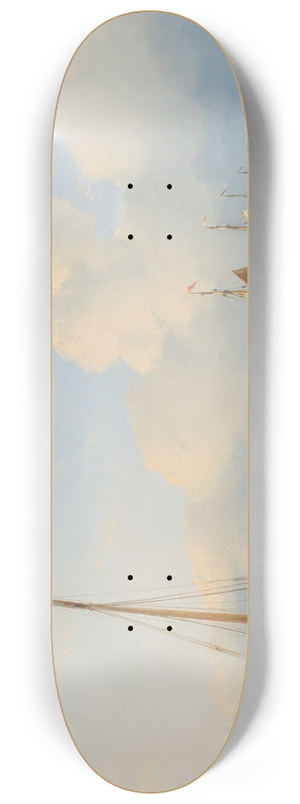 Andreas Schelfhout - Fisherfolk With Beached Vessels 8.25 inch art skate deck