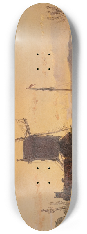 Andreas Schelfhout - Landscape with a mill 8.25 inch art skate deck