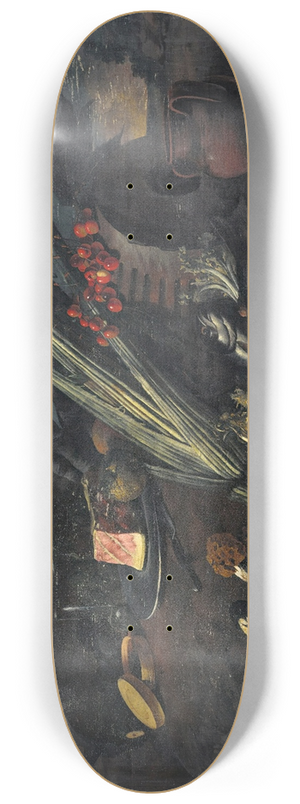 Angelo Maria Rossi - Still life with fish and mushrooms 8.25 inch art skate deck