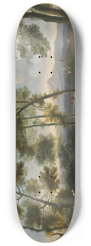 Angeluccio - Italianate landscape with huntersshooting ducks 8.25 inch art skate deck