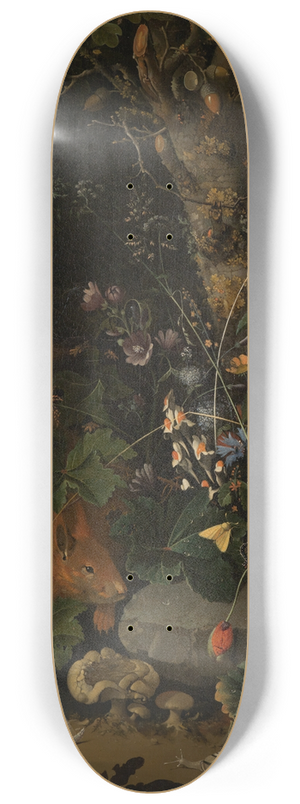 Anna Elisabeth Ruysch - Dickicht mit Blumen und Tieren 8.25 inch art skate deck