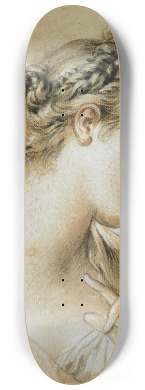 Franois Boucher - Study of The Head of a Young Girl With Pearls In Her Hair 8.25 inch art skate deck