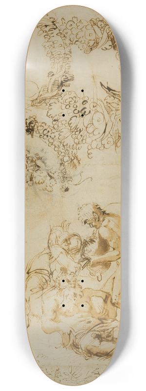 Annibale Carracci - Drunken Silenus and Decorative Sketches; Studies for the Tazza Farnese 8.25 inch art skate deck