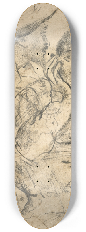 Annibale Carracci - Three Studies of Men 8.25 inch art skate deck