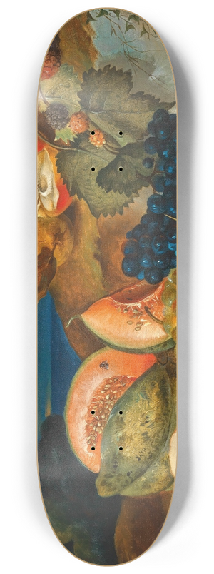 Antal Jozsef Strohmayer - Still life with melons, grapes, peach and cherries 8.25 inch art skate deck