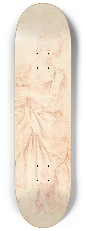 Franois Boucher - Young Girl with a Boy and a Dog 8.25 inch art skate deck