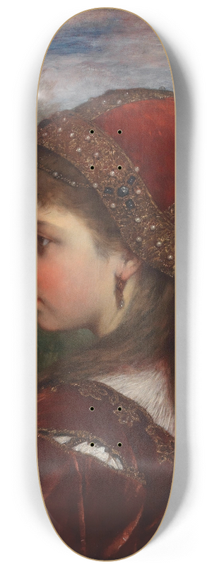 Anton Bertzik - A Girl in Profile with Carnations 8.25 inch art skate deck