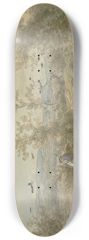 Anton Burger - Flaneure auf einem Fahrweg durch eine mit Struchern bewachsene Ebene 8.25 inch art skate deck