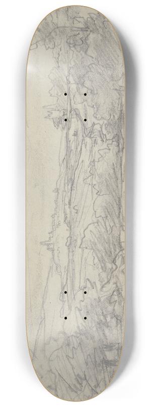 Anton Burger - Hill landscape with castle 8.25 inch art skate deck