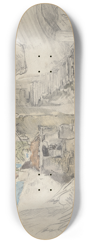 Anton Burger - Hof neben Bauernhaus mit Treppe 8.25 inch art skate deck