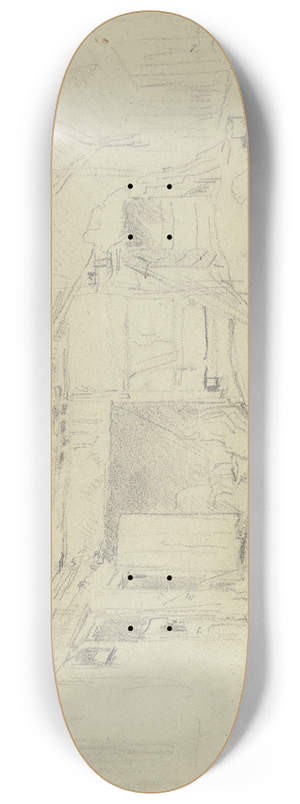 Anton Burger - Teilansicht eines Bauernhauses mit vorgebautem Stall 8.25 inch art skate deck