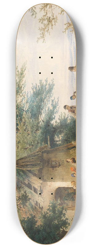 Anton Doll - Sommerliche Landschaft mit Bauern bei der Flachsverarbeitung 8.25 inch art skate deck