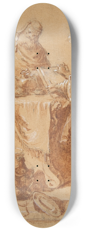 Anton Kern - A High-Priest, the Prophetess Anna and a Kneeling Boy around a Table 8.25 inch art skate deck