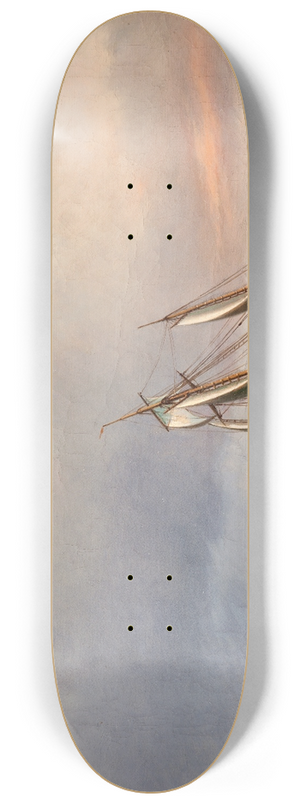 Anton Melbye - A ship in high seas at sunset 8.25 inch art skate deck