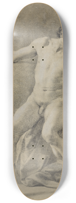 Anton Raphael Mengs - Sitzender mnnlicher Akt, fast frontal, Stab in der Rechten, niederblickend 8.25 inch art skate deck