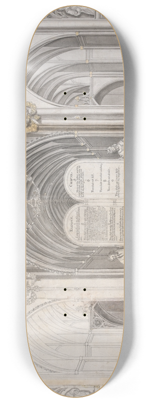 Arthur Bradley - Record Drawing of the 1639 Altarpiece in Exeter Cathedral 8.25 inch art skate deck