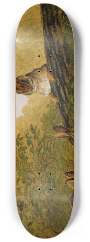 Arthur Fitzwilliam Tait - Rabbits on a Log 8.25 inch art skate deck