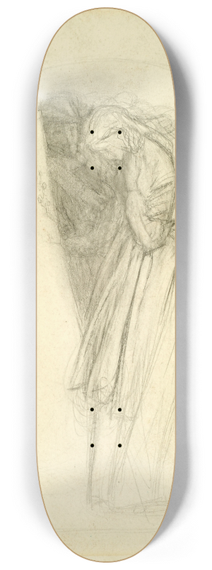 Arthur Hughes - The Long Engagement  Compositional Sketch 8.25 inch art skate deck