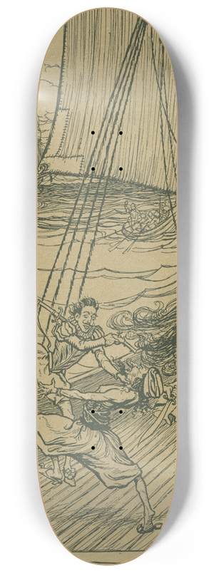 Arthur Rackham - He rescued a maid from the Dey of Algiers. 8.25 inch art skate deck
