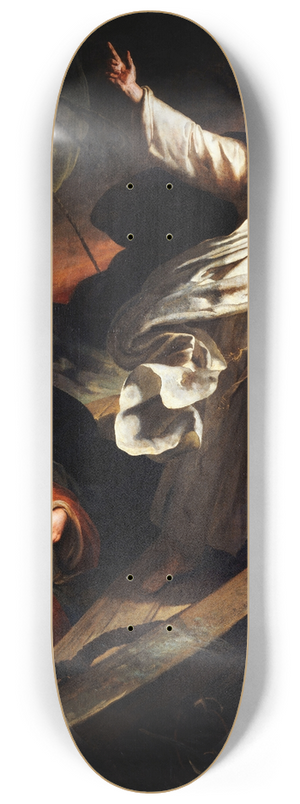 Ary Scheffer - Saint Thomas Aquinas preaching trust in God during the storm 8.25 inch art skate deck