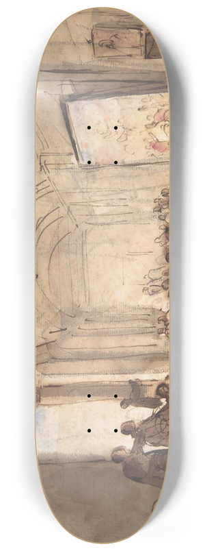 Franois-Marius Granet - A Cardinal Examining a Painting in a Cloister 8.25 inch art skate deck