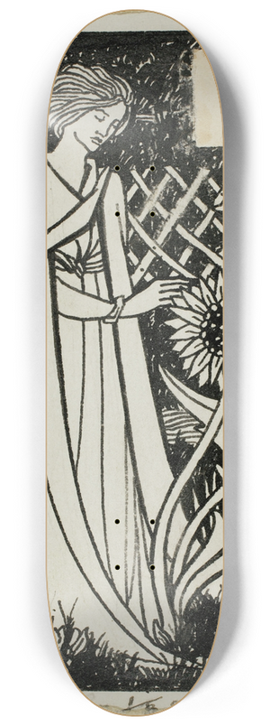 Aubrey Vincent Beardsley - Woman with Sunflowers 8.25 inch art skate deck