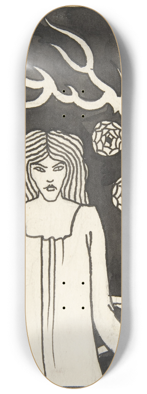 Aubrey Vincent Beardsley - Young Woman Surrounded by Briars, Lightning and Roses 8.25 inch art skate deck
