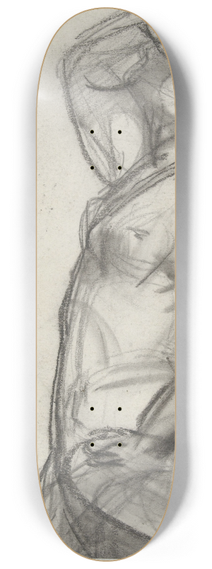 August Alleb - Staand vrouwelijk naakt, omhoog kijkend met de hand boven de ogen 8.25 inch art skate deck