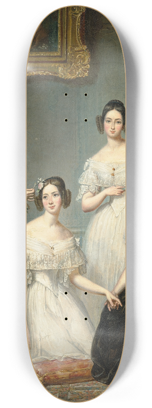 Franois Quesnel - Group portrait of four young ladies in an interior 8.25 inch art skate deck Franois Quesnel - Group portrait of four young ladies in an interior 8.25 inch art skate deck
