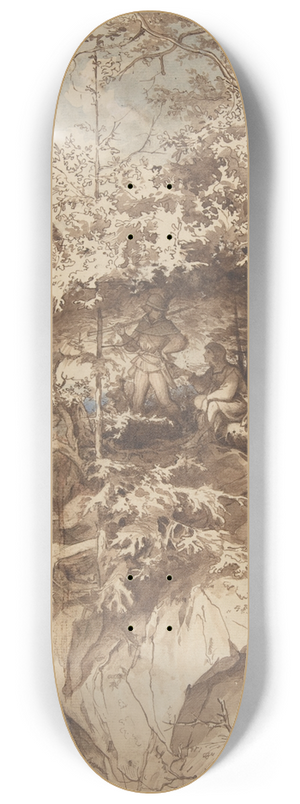 August Leopold Venus - Hunters in an Outlook on a Mountain 8.25 inch art skate deck