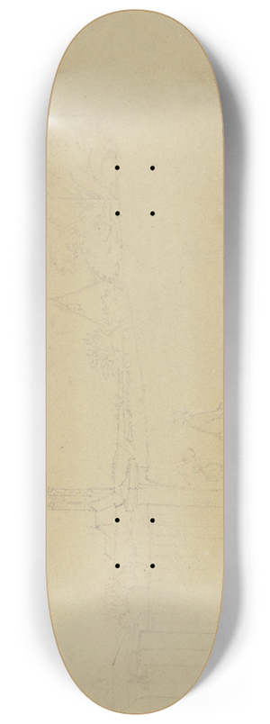 August Lucas - Spaziergnger an einer Mauer in einer Stadt 8.25 inch art skate deck