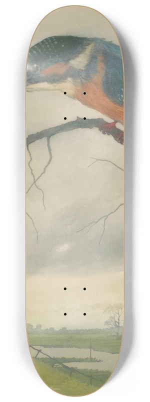 Frans Everbag - IJsvogel op een tak in een weidelandschap 8.25 inch art skate deck Frans Everbag - IJsvogel op een tak in een weidelandschap 8.25 inch art skate deck