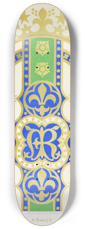 Augustus Pugin - A Cross for a Frontal or Vestment, with Fleur-de-lis, Crowns and Stars 8.25 inch art skate deck