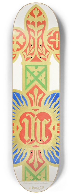 Augustus Pugin - A Cross for a Frontal or Vestment, with the Holy name in a Quatrefoil 8.25 inch art skate deck