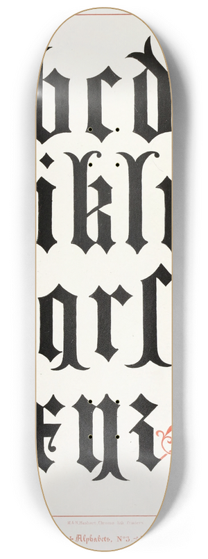 Augustus Pugin - Alphabets 3 8.25 inch art skate deck