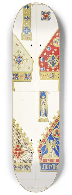 Augustus Pugin - Four precious Mitres 8.25 inch art skate deck