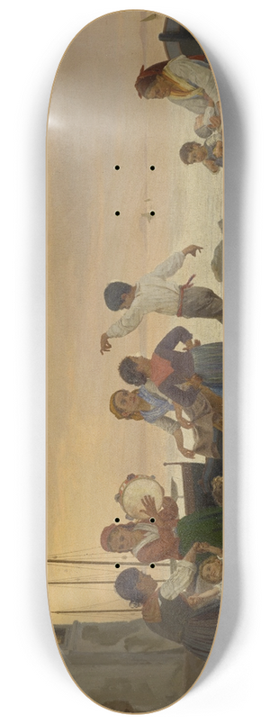August Weckesser - Children Dancing the Saltarello at the Beach in Capri 8.25 inch art skate deck