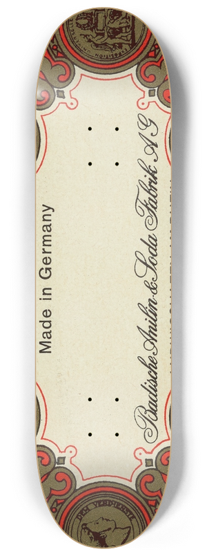 Badische Anilin & Soda-Fabrik - Badische Anilin & Soda-Fabrik dye label 8.25 inch art skate deck