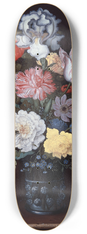Balthasar van der Ast - Floral Still Life with Shells 8.25 inch art skate deck