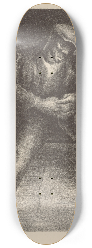 Barbara Burrage - Man on Bench 8.25 inch art skate deck