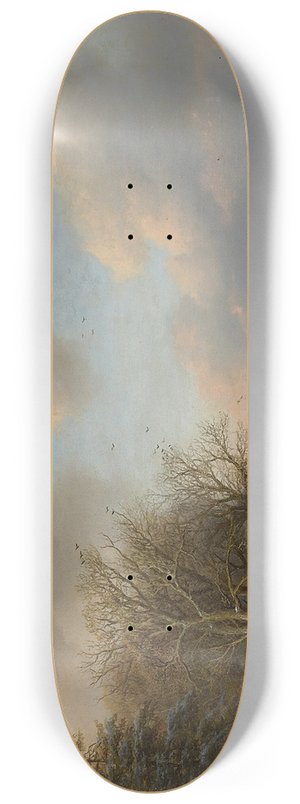 Barend Cornelis Koekkoek - Skaters On A Waterway With A Koek-En-Zopie Beyond 8.25 inch art skate deck