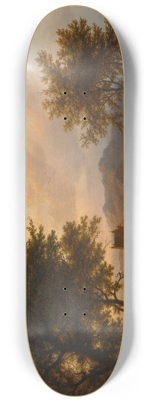 Barend Cornelis Koekkoek - Sunset on the Rhine 8.25 inch art skate deck