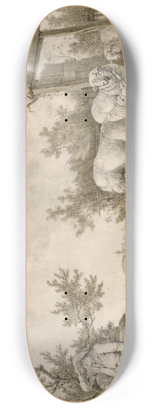 Barend Hendrik Thier - Herder met schapen bij omheining 8.25 inch art skate deck