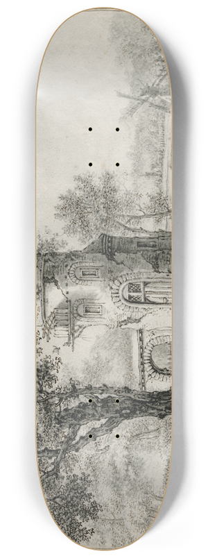 Barend Hendrik Thier - Toren aan een vijver 8.25 inch art skate deck